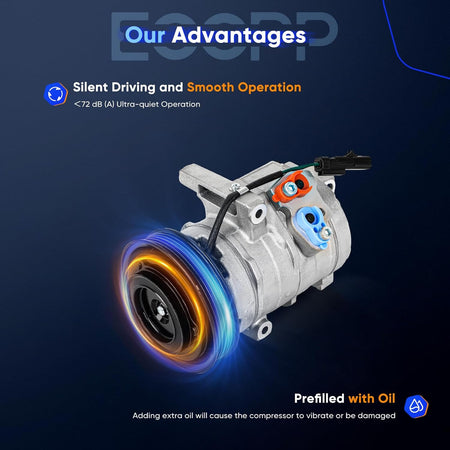 A/C Compressor with Clutch – Fast Cooling, Fits 2005 Chrysler 300 & Dodge Magnum 2.7L - KUDUPARTS