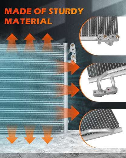 AC Condenser Compatible with 2008-2010 BMW 128i & 2006-2011 BMW 323i | Radiator Cooling Fan Assembly | Replacement 3443, 64539229022, 64509169791, BM3030124, 64536930040