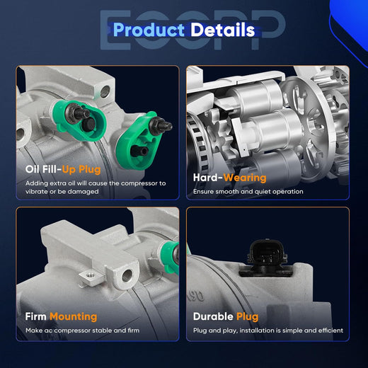 AC Compressor Compatible with Hyundai Sonata & Kia Optima 2.0L 2.4L (2012-2018) - KUDUPARTS