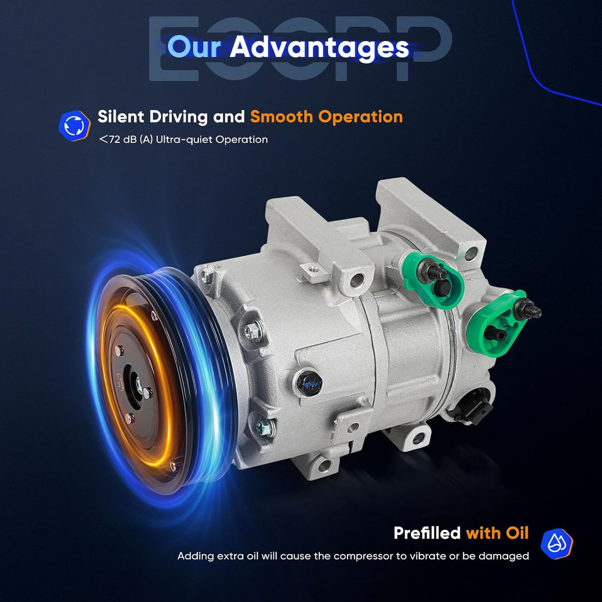 AC Compressor Compatible with Hyundai Sonata & Kia Optima 2.0L 2.4L (2012-2018) - KUDUPARTS