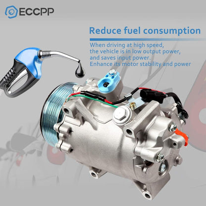 AC Compressor with Clutch TRSE09 – Compatible with Honda Civic (2007-2015), Honda CR-V 2.4L (2007-2012), Acura RDX 2.3L