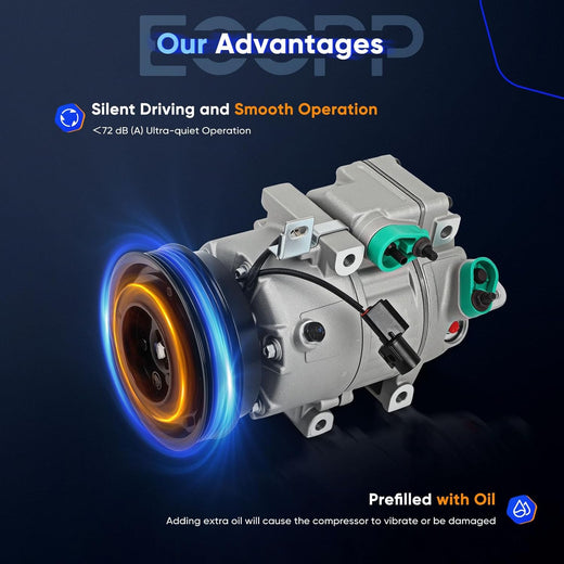 2006-2012 Hyundai Azera, Santa Fe, Sonata & Kia Magentis, Optima, Sorento A/C Compressor with Clutch - KUDUPARTS