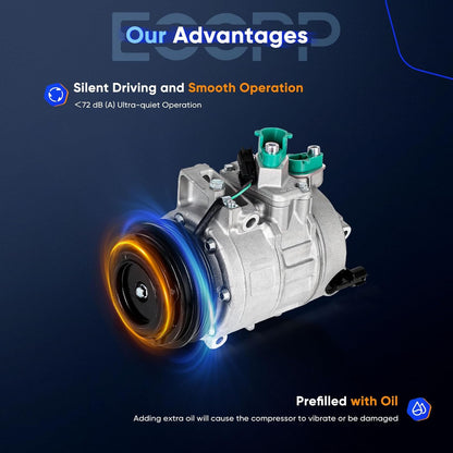 A/C Compressor with Clutch – Compatible with 2015-2018 Ford Edge 2.0L & 2013-2017 Ford Fusion 2.0L