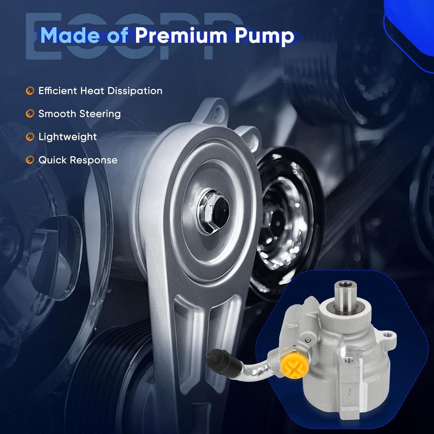 Power Steering Pump Compatible with Buick Allure 2008-2009, LaCrosse 2008-2009, Chevrolet Impala 2006-2009, Monte Carlo 2006-2007, Pontiac Grand Prix 2005-2008 – Replaces 88964567, 15812914