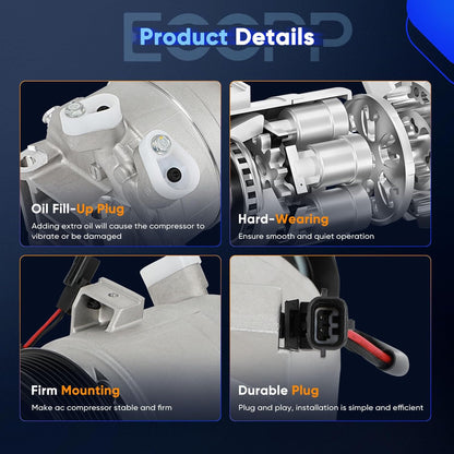 AC Compressor Compatible with Nissan Murano, Maxima, Quest, Pathfinder & Infiniti QX60 3.5L 2008-2015 – Fast Cooling