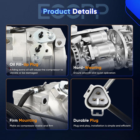 2004-2008 AC Compressor with Clutch for Lexus ES300, RX330 & Toyota Solara, Camry, Highlander 3.3L - KUDUPARTS