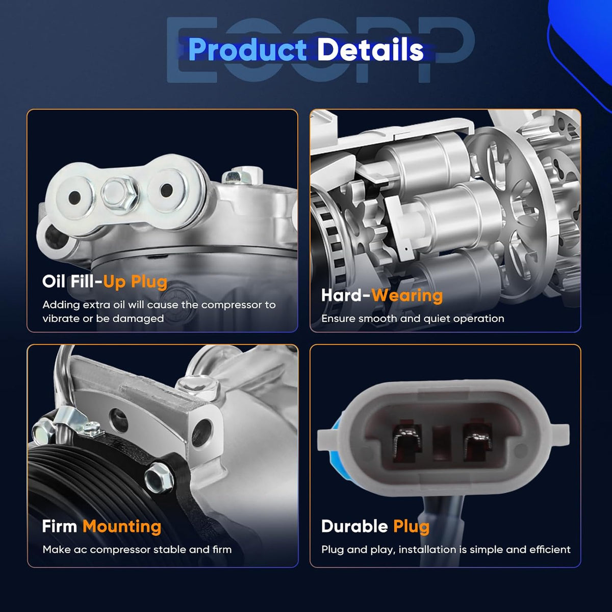 AC Compressor with Clutch for Chevrolet C1500-C3500, K1500-K3500, Suburban 1500, Tahoe 5.7L (1996-1999) - KUDUPARTS