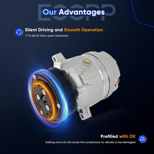 AC Compressor for Buick Regal, Chevrolet Impala/Lumina/Monte Carlo, Pontiac Grand Prix 3.8L 1996-2004 - KUDUPARTS
