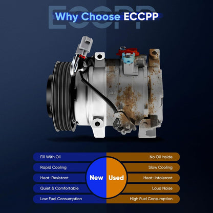AC Compressor with Clutch 6SEU16C – Fast Cooling, Fits Toyota Camry & RAV4 2.4L (2006-2009) & Hiace 2.7L (2006-2018)