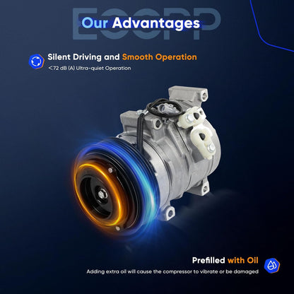 AC Compressor with Clutch – Compatible with Scion tC 2.4L (2005-2010)