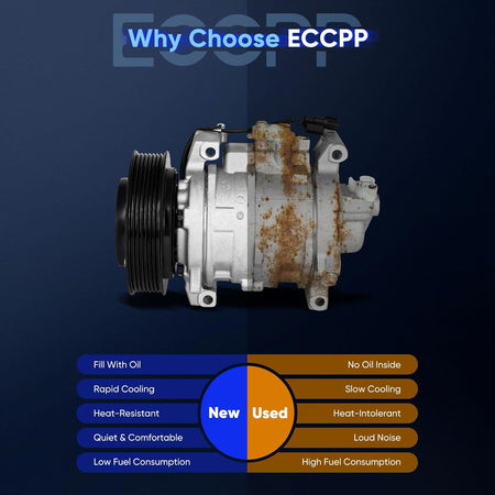 A/C Compressor with Clutch – Fast Cooling – Compatible with Honda Accord 2.4L (2008-2012) & Crosstour 2.4L (2012-2015) - KUDUPARTS