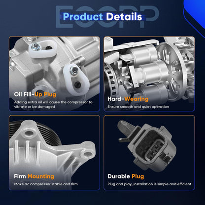 AC Compressor 3.5L – Compatible with Infiniti QX60 (2007–2019), Nissan Altima & Pathfinder