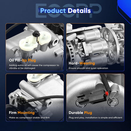 AC Compressor with Clutch Compatible with Ford E-150, E-250, E-350, Explorer, Lincoln Navigator, Mercury Marauder 4.6L 5.4L 2001-2006 - KUDUPARTS