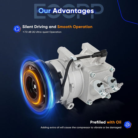 AC Compressor with Clutch – Compatible with Ford Fiesta 1.6L (2010-2013) - KUDUPARTS