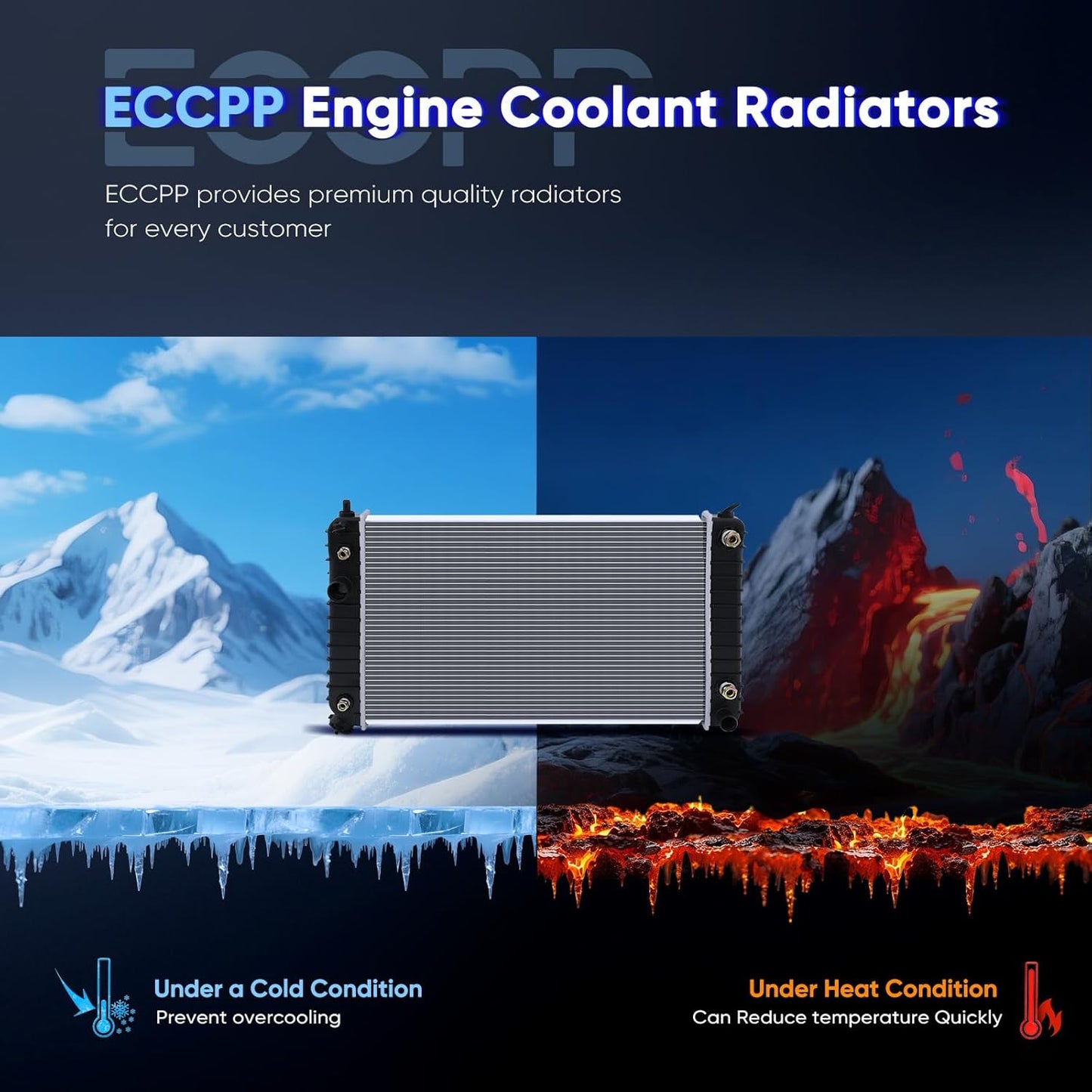 1826 Radiator Compatible with 1996-2005 Chevy Blazer, 1996-2004 Chevy S10, 1996-2005 GMC Jimmy, 1996-2004 GMC Sonoma 4.3L - Replace 1826, CU1826 Engine Coolant Radiator