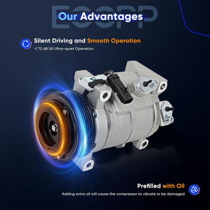 A/C Compressor with Clutch – Compatible with 2008-2010 Dodge Grand Caravan & Chrysler Town & Country 3.3L 3.8L