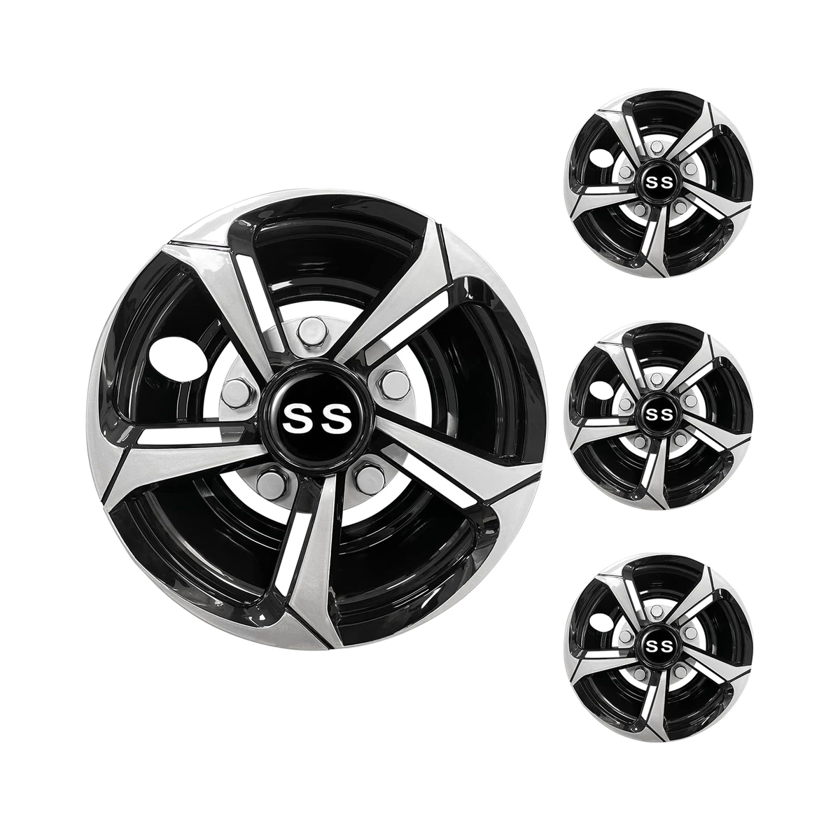 8" SS Black Wheel Universal Cover Kit for EZGO Club Car Yamaha Golf Cart - KUDUPARTS