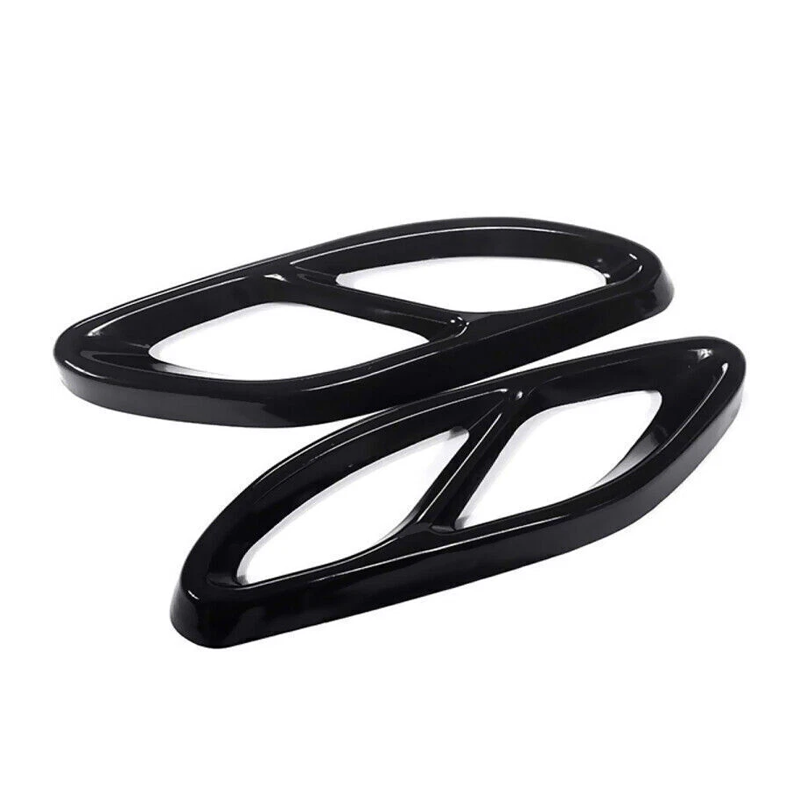 Black Rear Stainless Steel Bumper Pipe Cover for Mercedes-Benz A B C E CLA GLC GLE GLS CLS Class 2015-2024 - KUDUPARTS