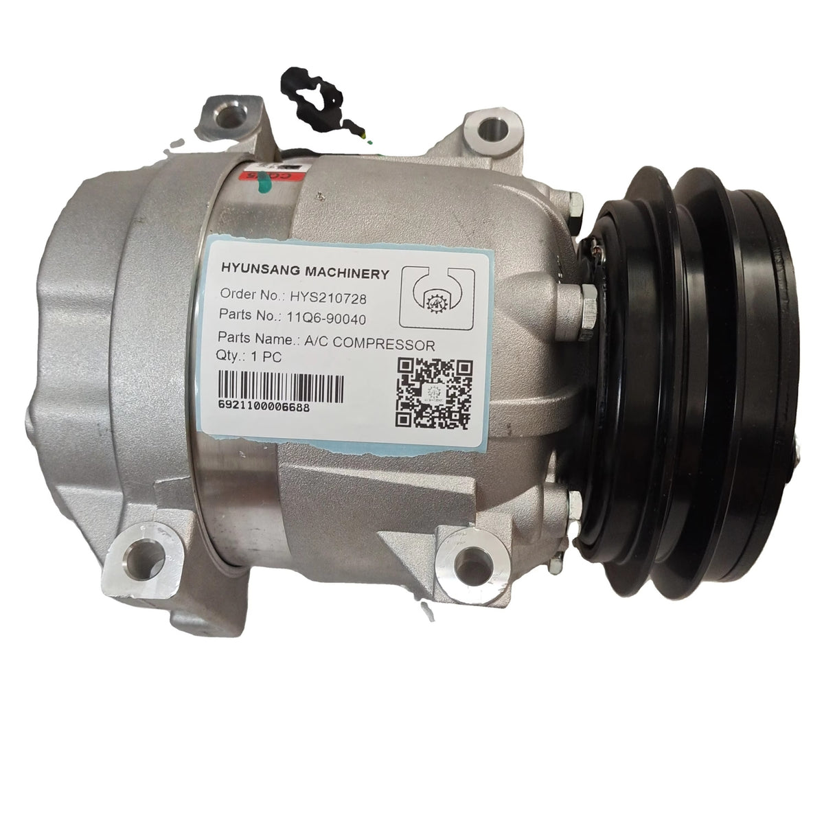 V5 A/C Compressor 11Q6-90040 11Q6-90041 for Hyundai Excavator HW140 HW160 HW210 HX140L HX160L HX180L - KUDUPARTS