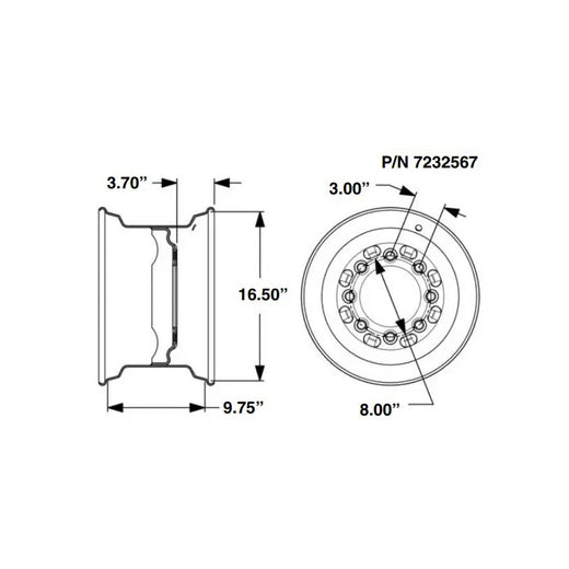 Standard Wheel Rim 7232565 6733578 for Bobcat Loader S220 S250 S300 S630 S650 - KUDUPARTS