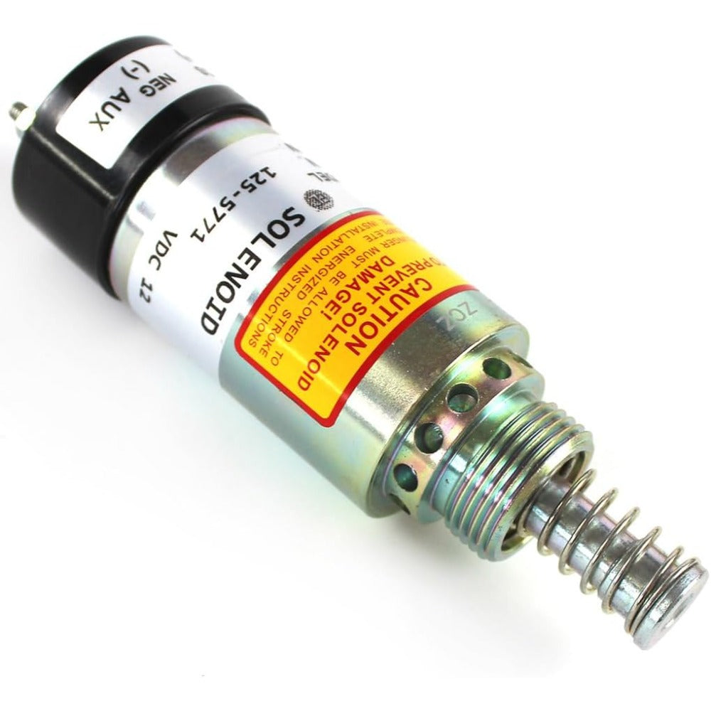 12V Fuel Shutoff Solenoid 125-5771 for Caterpillar CAT Engine 3114 3126 3116 3126B 3126E Asphalt Paver AP-1000 AP-1050 - KUDUPARTS