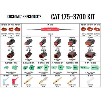 Electrical Connector Kit 175-3700 With 1U-5804 Crimp Tool for Caterpillar CAT Engine 3508B 22-12 AWG - KUDUPARTS