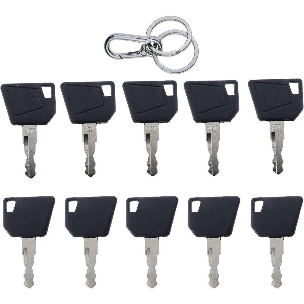 10 Pcs Ignition Keys 14607 for JCB Bobcat Bomag Caterpillar Dynapac Ford Gehl Hamm Hang Moxy New Holland Rayco Skytrak Terex - KUDUPARTS