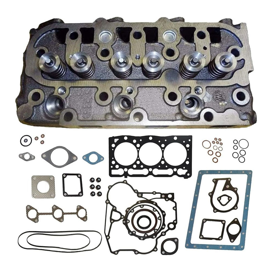 Complete Cylinder Head With Valve & Full Gasket kit Compatible with Kubota D1105 B26 F2880 F2890 RTV1140CPX RTV1100MCW - KUDUPARTS