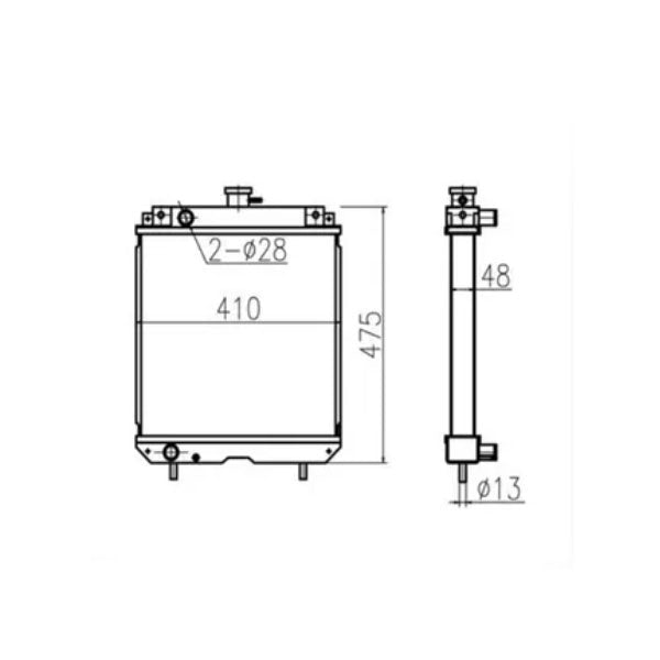 Pour Kubota GT23 Réservoir d'eau Radiateur Noyau Assy T0430-1600-1