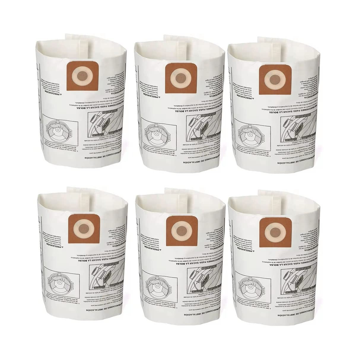 6 Pieces Wet Dry Vacuum Dust Bag 38749 for Craftsman 16 To 20 Gallon Shop Vac Ridgid - KUDUPARTS