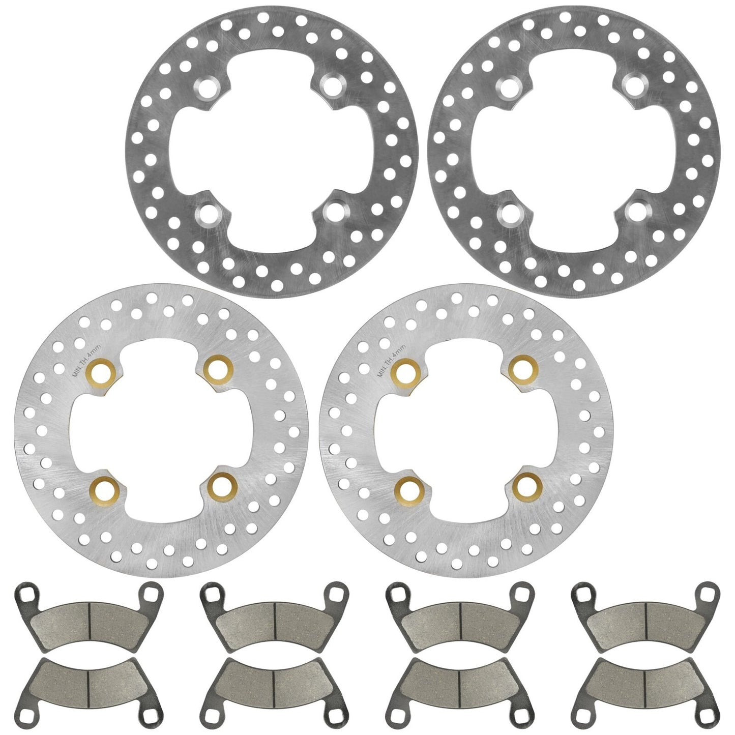 4 Pieces Front Rear Brake Disc Rotor With Pads 5254999 5251565 5254272 1910514 1910672 2202413 2203747 for Polaris RZR XP 900 2011-2013