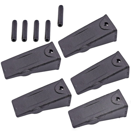 5 Pack X156L Bucket Tooth with 156LPN Roll Pin Dirt Bucket Tooth for Skid Steer and Mini Excavators 156 TX156 6716001 1914210182 - KUDUPARTS
