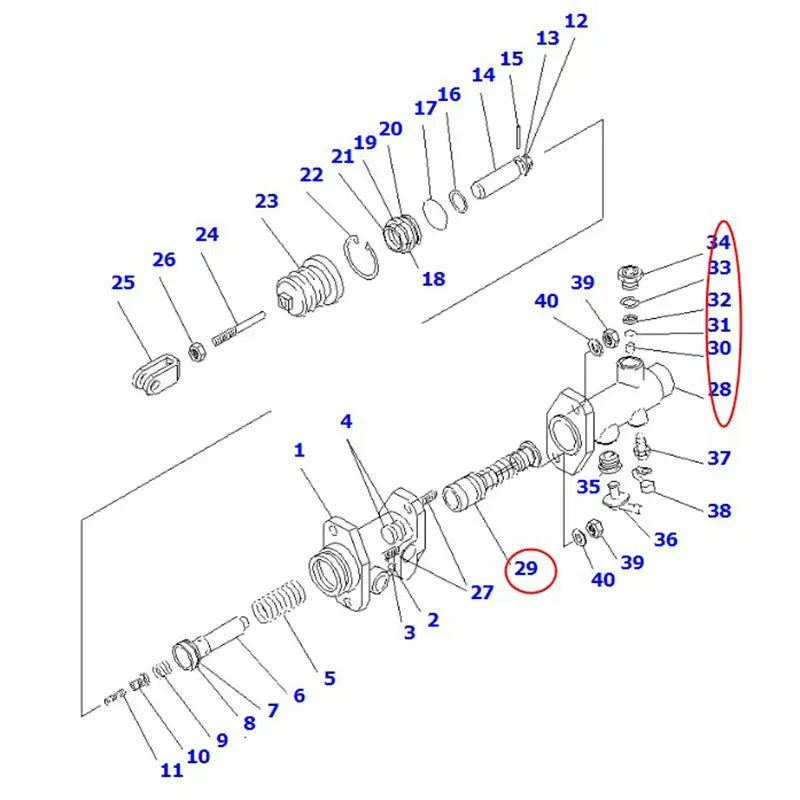 Master Cylinder 30B-36-12640 for Komatsu Forklift BX50 FD25-17-A FD35A-17 FG30-17-W FG35A-16-EL FG25N-17-M