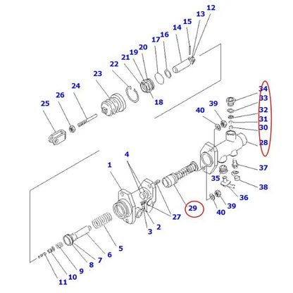 Master Cylinder 30B-36-12640 for Komatsu Forklift BX50 FD25-17-A FD35A-17 FG30-17-W FG35A-16-EL FG25N-17-M