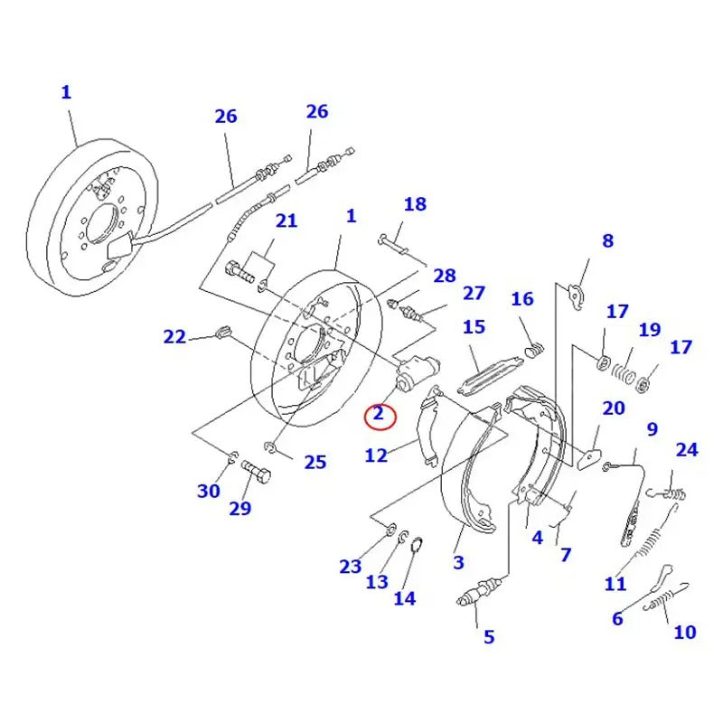Wheel Cylinder 3BB-30-31121 for Komatsu Forklift FB25EX-11 FB20HB FB25EXF-8 FB25EXGF-10 FB25EXGF-8 FB25HB-11 - KUDUPARTS