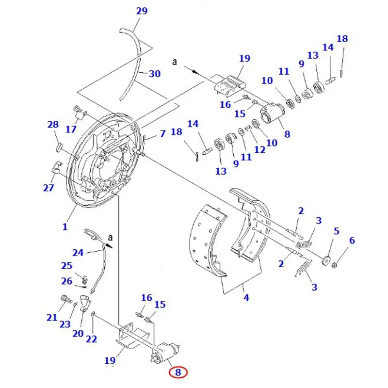 Wheel Cylinder 3FE-30-21100 for Komatsu Forklift FD115-8 FD115-7 FD100-8 FD100-7 EX50 - KUDUPARTS