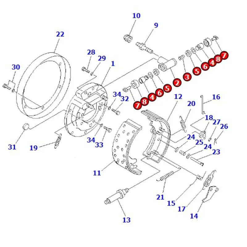Wheel Cylinder 3ED-30-41320 for Komatsu Forklift DX20 FD50 FD50E FD70-8-US FD70E-7 FG50 FG60-7 FG70-7 - KUDUPARTS