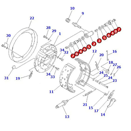 Wheel Cylinder 3ED-30-41320 for Komatsu Forklift DX20 FD50 FD50E FD70-8-US FD70E-7 FG50 FG60-7 FG70-7 - KUDUPARTS
