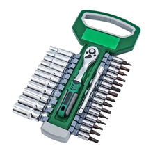 28 Pieces 1/4" Ratchet Socket Wrench Set for Tackling Different Screw Types