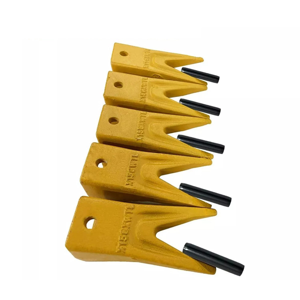 5 Set X156WT Twin Tiger Bucket Tooth & 156LPN Long Pin for Hensley Style Skid Steer and Mini Excavator 156 - KUDUPARTS