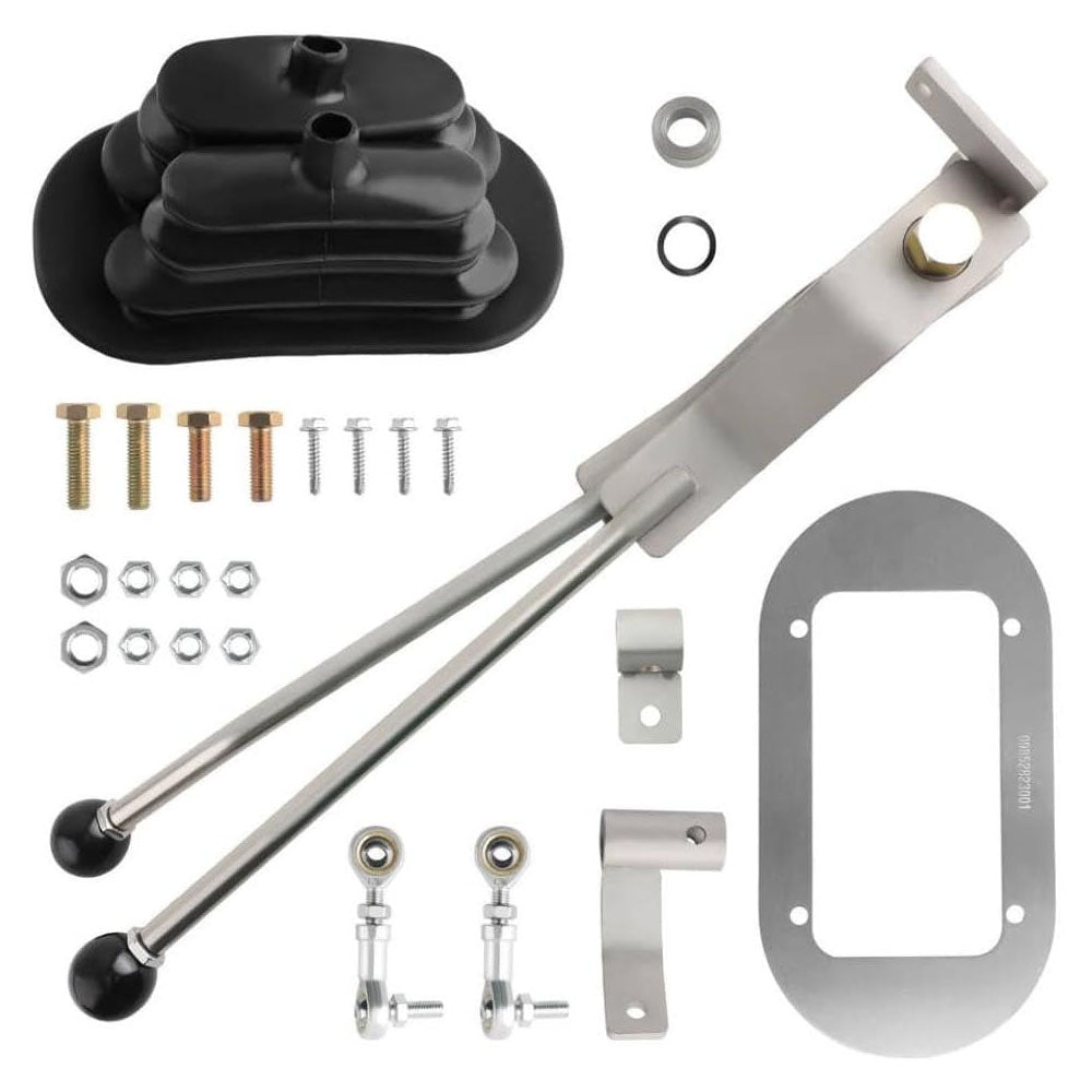 Stainless Twin-Stick Shifter With Boot NP205GM8 for GM NP205 8-Bolt Transfer Case - KUDUPARTS