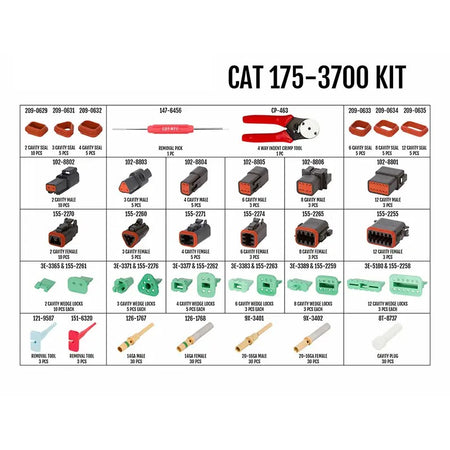 Electrical Connector Kit 175-3700 With 1U-5804 Crimp Tool for Caterpillar CAT Engine 3508B 22-12 AWG - KUDUPARTS