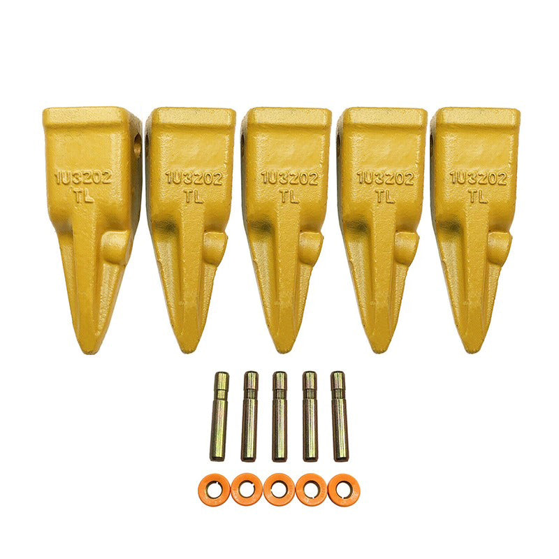 5 Pieces J200 Bucket Tooth Teeth 1U-3202 With Pins 8E-6208 Retainers 8E-6209 for Caterpillar CAT Engine Motor Grader Loader