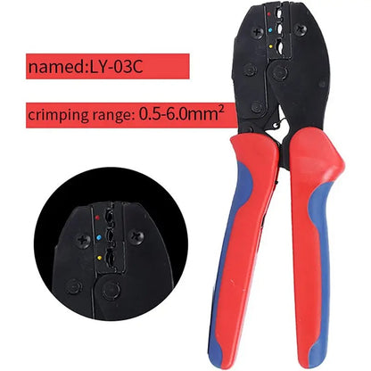 0.5-6.0mm² Crimper Cable Cutter Auto Wire Stripper Multifunction Pliers LY-03C for Ring Linsulated Wire Stripping Crimping Terminal