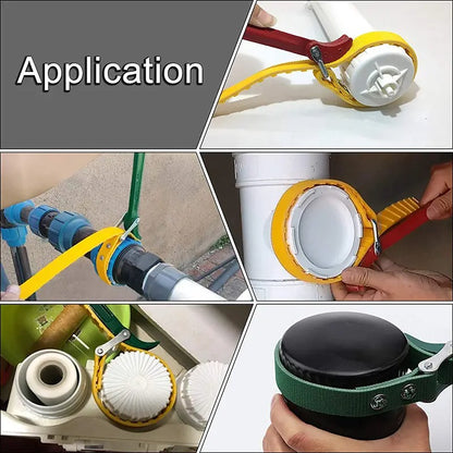 6.3" (160mm) Capacity Multi-Purpose Belt Strap Wrench 23" (585mm) Length Adjustable Strap and 12" (300mm) Steel Handle