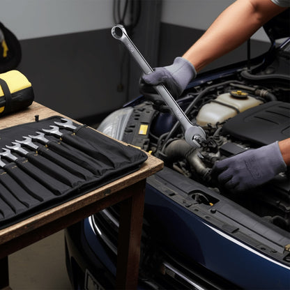 14 Pieces SAE Combination Wrench Set (3/8" to 1-1/4") with Roll-Up Storage Pouch