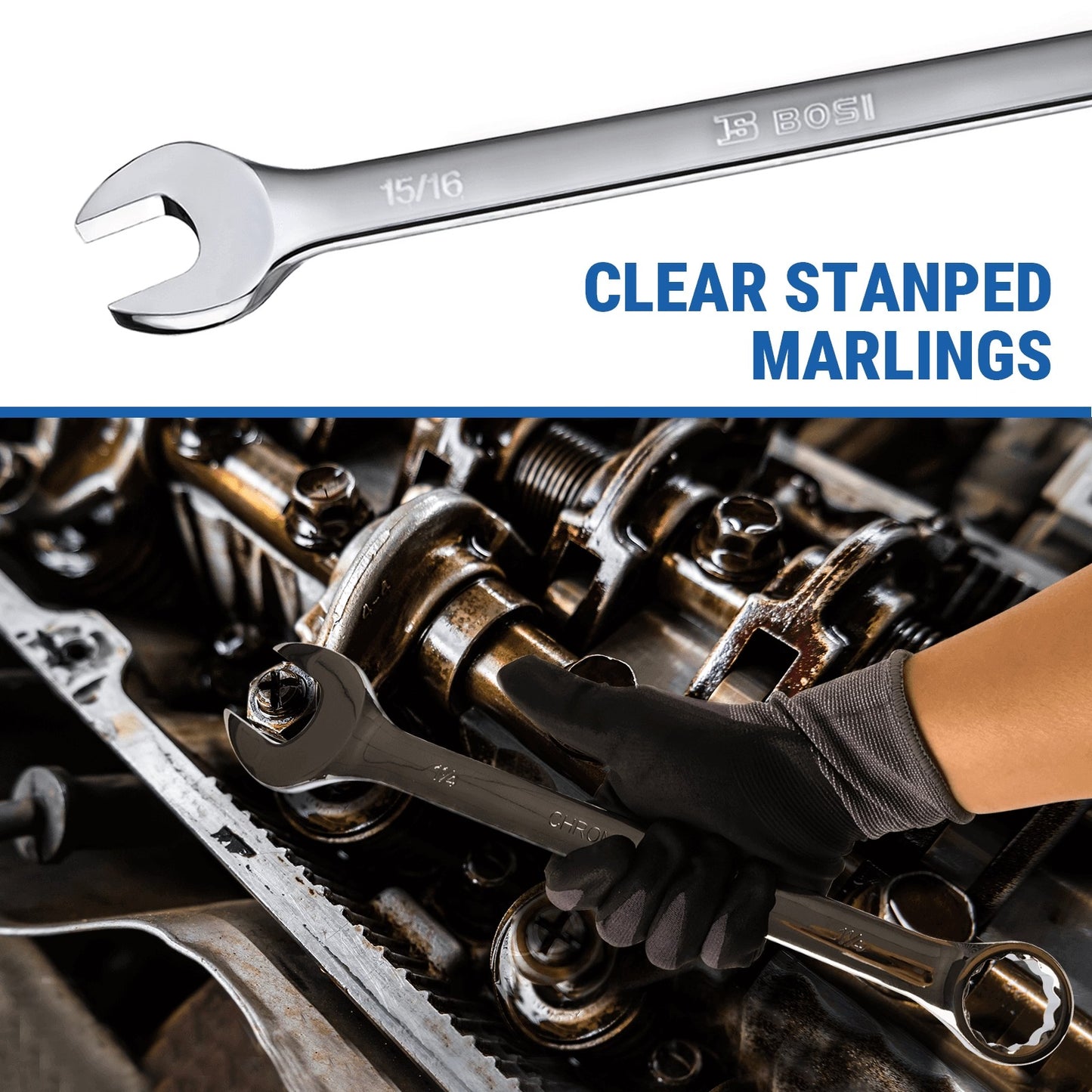 14 Pieces SAE Combination Wrench Set (3/8" to 1-1/4") with Roll-Up Storage Pouch