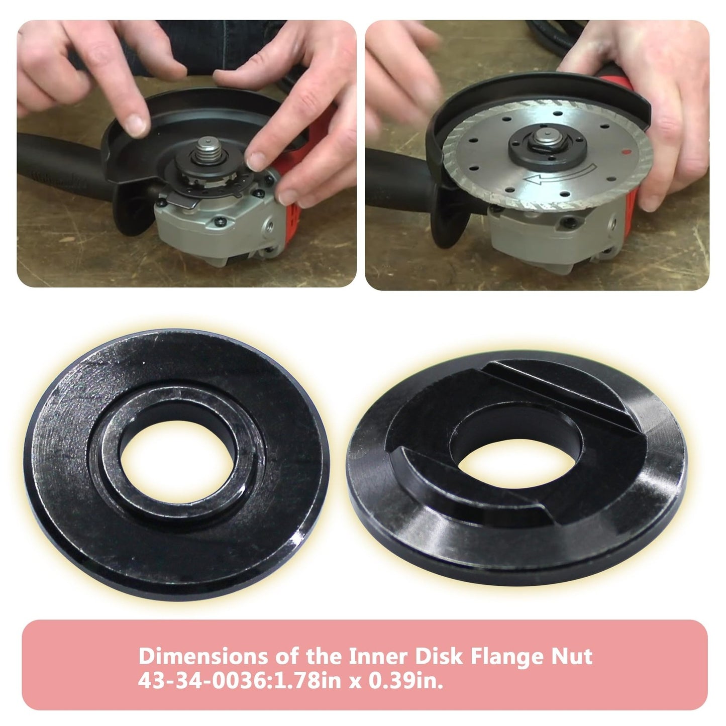 2 Pieces Inner Disk Flange 43-34-0036 for Milwaukee Angle Grinder