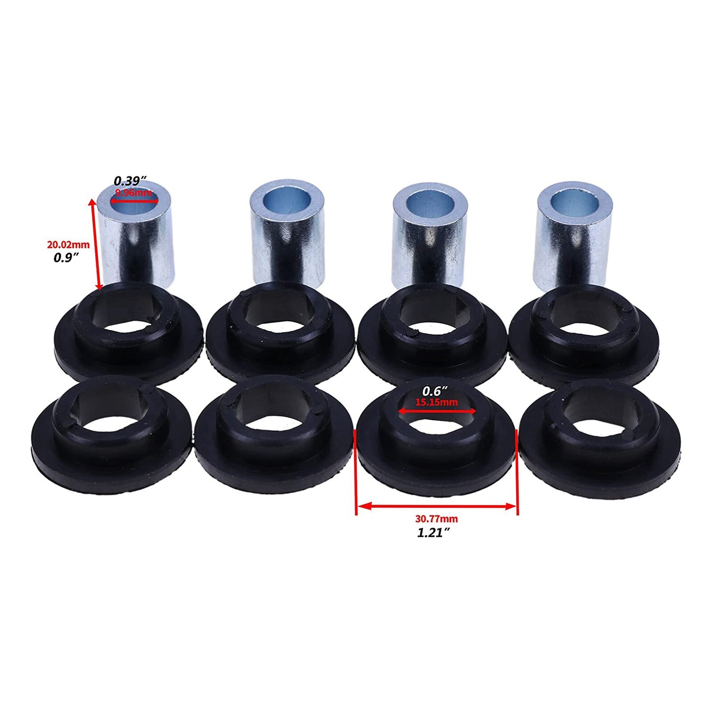 Kit de 8 bagues d'amortisseur avant et arrière supérieures et inférieures 21-0001 pour Arctic Cat 250 300 375 400 454 500 650
