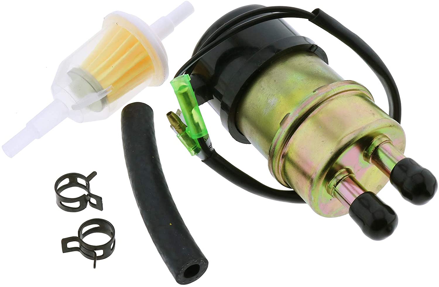 12V Electric Fuel Pump 49040-1055 KAF620 Fit for Kawasaki Mule 3000 3010 3020 2520 2500 2510 1000(8mm In/Outlet) - KUDUPARTS